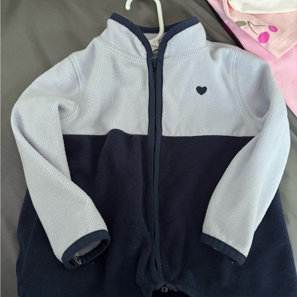 Two-Tone Fleece Jacket with Heart Detail